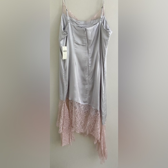By Anthropologie Lace-Trimmed Dress SIZE 10 silver color new with tag - Picture 7 of 8